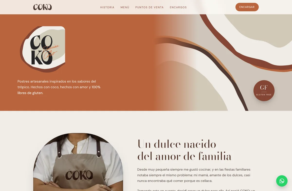 Website de Coko, marca y menú digital desarrollado por Studio Tina