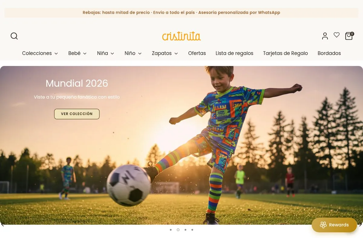 Website de Cristinita, tienda online desarrollado por Studio Tina