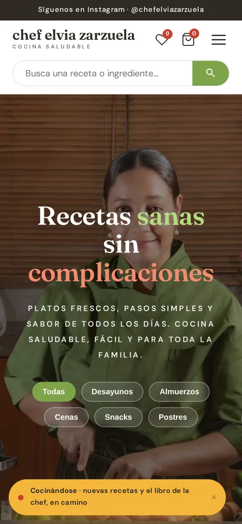 Website de Chef Elvia Zarzuela, recetario y libro, por Studio Tina