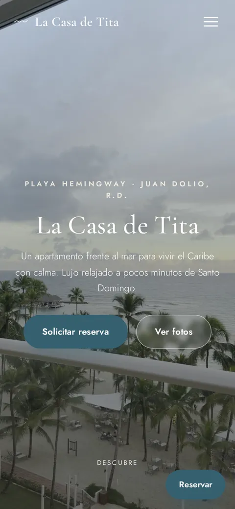 Website de La Casa de Tita, website de reservas, por Studio Tina